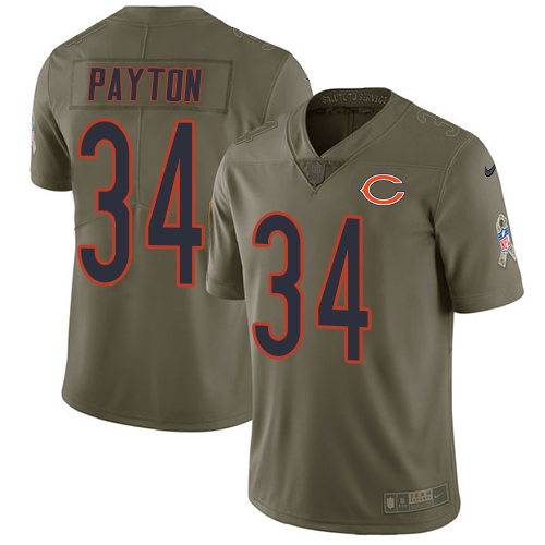 Nike Bears #34 Walter Payton Olive Men's Stitched NFL Limited Salute To Service Jersey